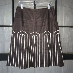 Worthington skirt, 100% linen shell, brown & white